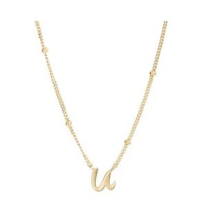 Argento Vivo U Sterling Silver Rondelle Script Initial Pendant Necklace Gold U